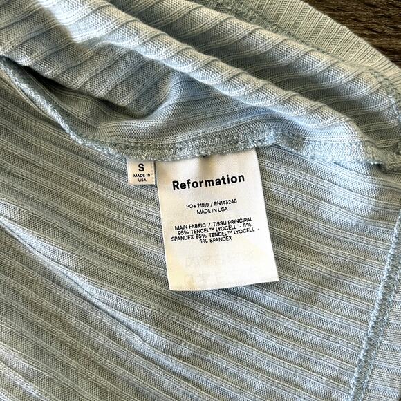 EUC Reformation Paso Knit Mini Dress Light Blue Ribbed Button Front Tank Small - Picture 10 of 15